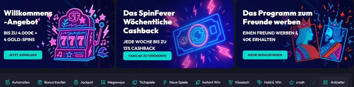 Spinfever Casino ohne KYC